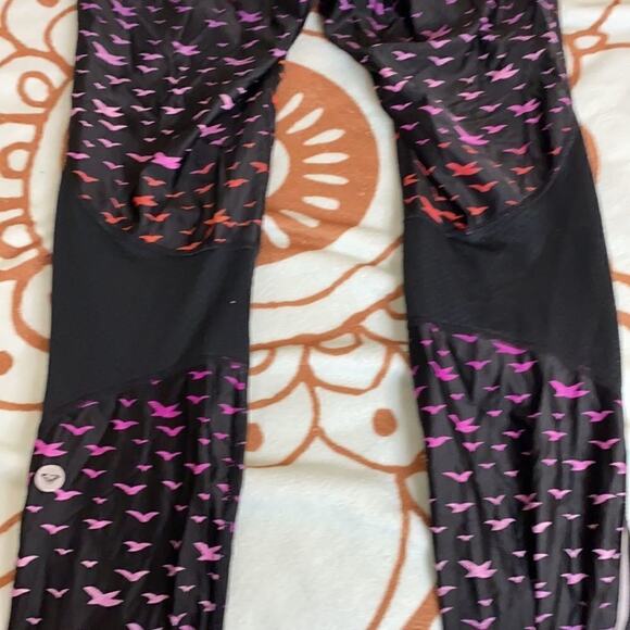 Roxy Relay Pant Black with Pink Purle Ombre Bird Motif Reflective Stripe Xs - Picture 8 of 15